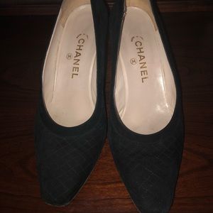 Chanel black suede heel